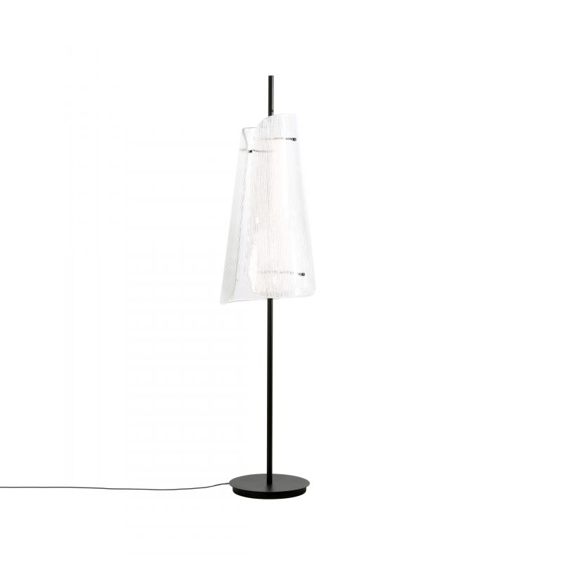Bent Two Floor lamp Transparent/ black with fixed LED 1600lm Pulpo